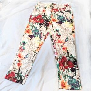 Tropical print cropped pants